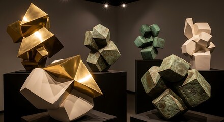 Geometric Sculptures Exhibition: A Collection of Abstract Art Forms on Display in Gallery