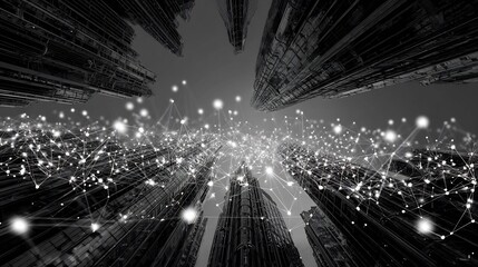 Abstract digital network connection with dot and line, representing global communication and technology