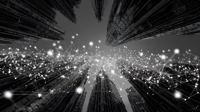 Abstract digital network connection with dot and line, representing global communication and technology