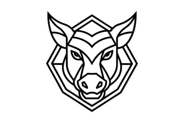 Striking boar head outlined in an angular diamond pattern showcases modern minimalism