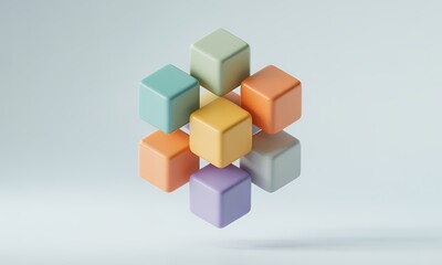 Obraz premium Pastel Cubes Abstract 3D Render of Interlocking Blocks for Creative Designs Branding