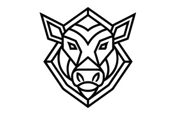 Stylized geometric boar head within a diamond shield shows a modern, bold emblem