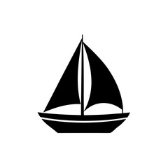 Silhouette of a boat on transparent background