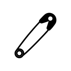 Isolated safety pin on transparent background silhouette