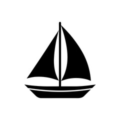 Simple boat silhouette on transparent background