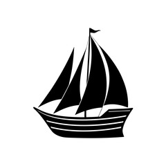 Silhouette of a boat on transparent background