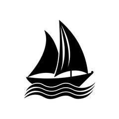 Silhouette of a boat on transparent background