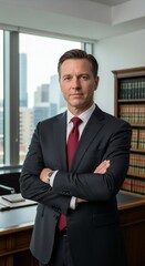 Fototapeta premium Confident Professional Businessman with Arms Crossed in Office