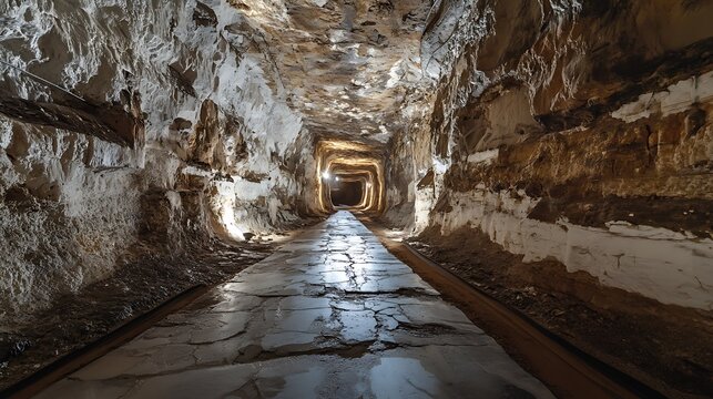 Exploring a Tunnel with Stone Walls and Dim Lighting