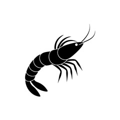 Silhouette of a shrimp on transparent background