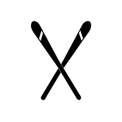 Crossed hockey sticks on transparent background silhouette