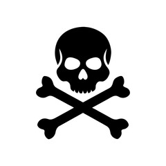 Skull and crossbones on transparent background silhouette