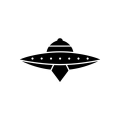 Ufo flying silhouette on transparent background