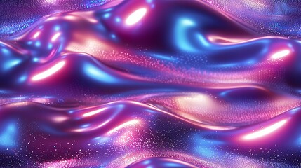 A high-resolution holographic background with a smooth iridescent gradient reflecting pink, blue, and purple hues.
