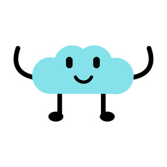 Happy cartoon cloud character with arms and legs.