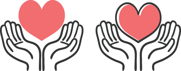 Obraz premium ハートを包み込む手 ベクター 