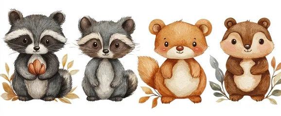Poster Bosdieren Cute cartoon forest animals  © mboku