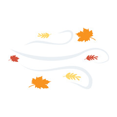 Windy day blowing autumn leaves vector isolated illustration