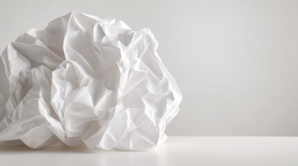 Crumpled Paper Ball on White Surface: Conceptual Image of Writer's Block and Creative Process