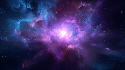 Naklejka premium Vibrant Cosmic Nebula with Shimmering Light: A Captivating Galaxy Background for Science and Space Exploration