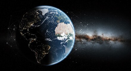 Naklejka premium Earth from Space with Galactic Background