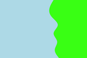 An abstract background featuring a vibrant lime green and soft sky blue color block design separated by a gentle, undulating wavy line.