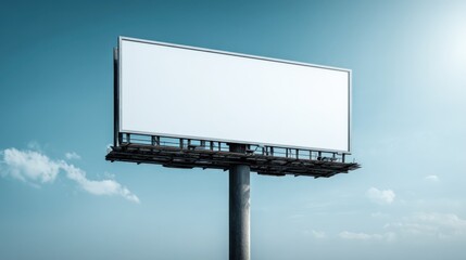 Obraz premium Blank Billboard Against Blue Sky: Advertisement Mockup Template for Outdoor Advertising and Marketing Campaigns