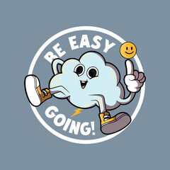 Cute Smiling Cloud Character vector illustration. Motivation, mascot design concept.