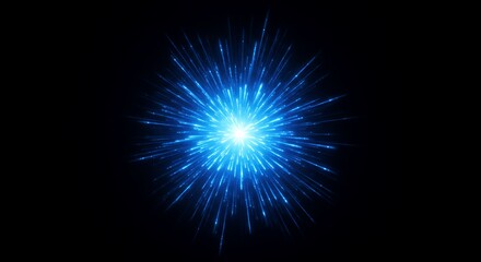 Fototapeta premium Radiant Blue Light Burst Against a Dark Background