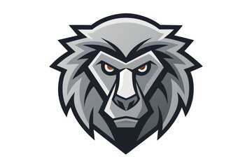 Stern gray monkey head with powerful gaze portrays strength and confidence powerfully