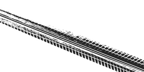 Tire track. Car, bike, motorcycle tyre mark with grunge effect isolated on white background. Wheel footprint on the road. Top view of rubber protector mark