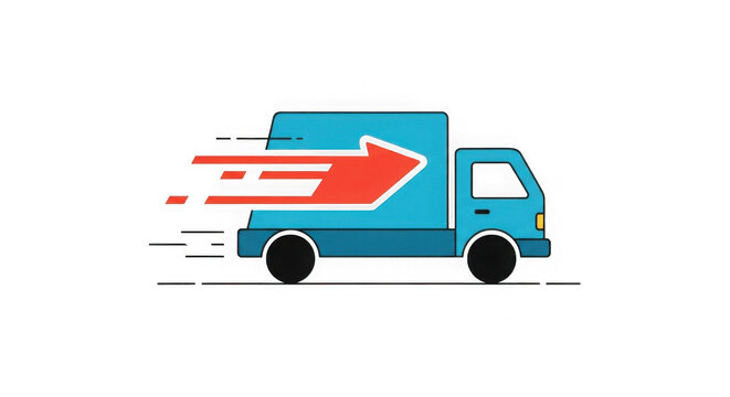 Fast Delivery Truck Icon Flat Design