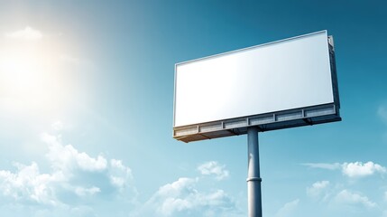 Obraz premium Billboard Mockup Against a Sunny Blue Sky Offering Advertising Space for Outdoor Campaigns