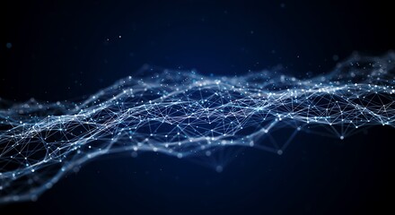 Abstract Blue Geometric Network Pattern on Dark Background