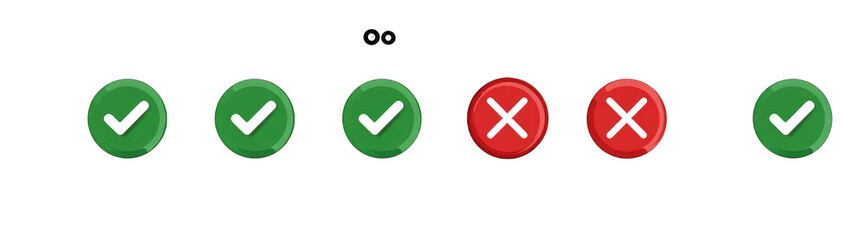 Fototapeta premium Green and red circular buttons with checkmarks and crosses