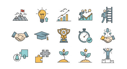 Fototapeta premium Success Icons Achievement Growth