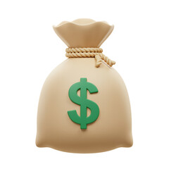 Money bag with dollar sign isolated on transparent background