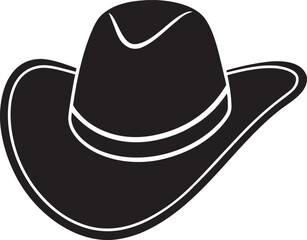 Black and White Cowboy Hat Icon Western Wear Apparel Accessory Symbol Country Fashion and Rodeo Culture Design Element
