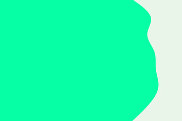 A vibrant, refreshing mint green color fills the frame, bordered by a soft, undulating white wave on the right, creating a clean and modern abstract background.