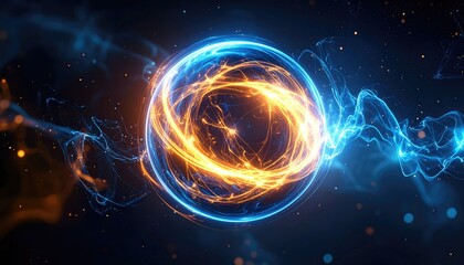 Obraz premium Dynamic Energy Waves with Bright Light and Blue Background