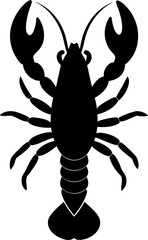 Black Silhouette of a Lobster on White Background Seafood Delicacy and Culinary Art Isolated Design Element