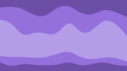 A modern abstract background features smooth, flowing wavy lines in various shades of purple, creating a dynamic and serene visual texture suitable for design projects.