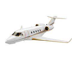 Modern white private jet airplane isolated on transparent background
