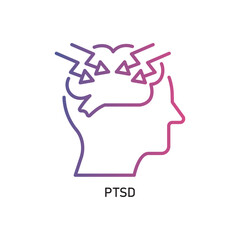 Ptsd Outline Illustration,Outline style icon of ptsd for mental health, wellness, education, and awareness designs