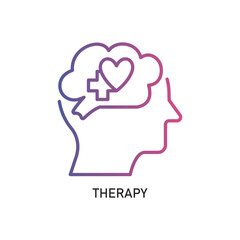 Therapy Outline Illustration,Outline style icon of therapy for mental health, wellness, education, and awareness designs