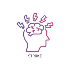 STROKE Outline Illustration,Outline style icon of stroke for mental health, wellness, education, and awareness designs