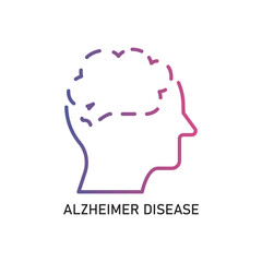 Alzheimer disease Outline Illustration,Outline style icon of alzheimer disease for mental health, wellness, education, and awareness designs