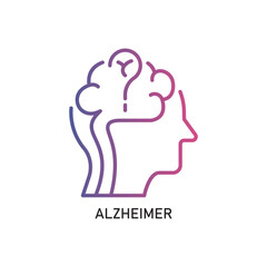 ALZHEIMER Outline Illustration,Outline style icon of alzheimer for mental health, wellness, education, and awareness designs