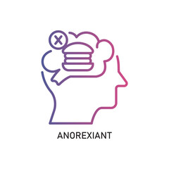anorexiant Outline Illustration,Outline style icon of anorexiant for mental health, wellness, education, and awareness designs