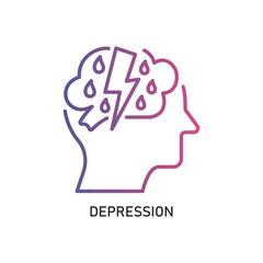 Depression Outline Illustration,Outline style icon of depression for mental health, wellness, education, and awareness designs